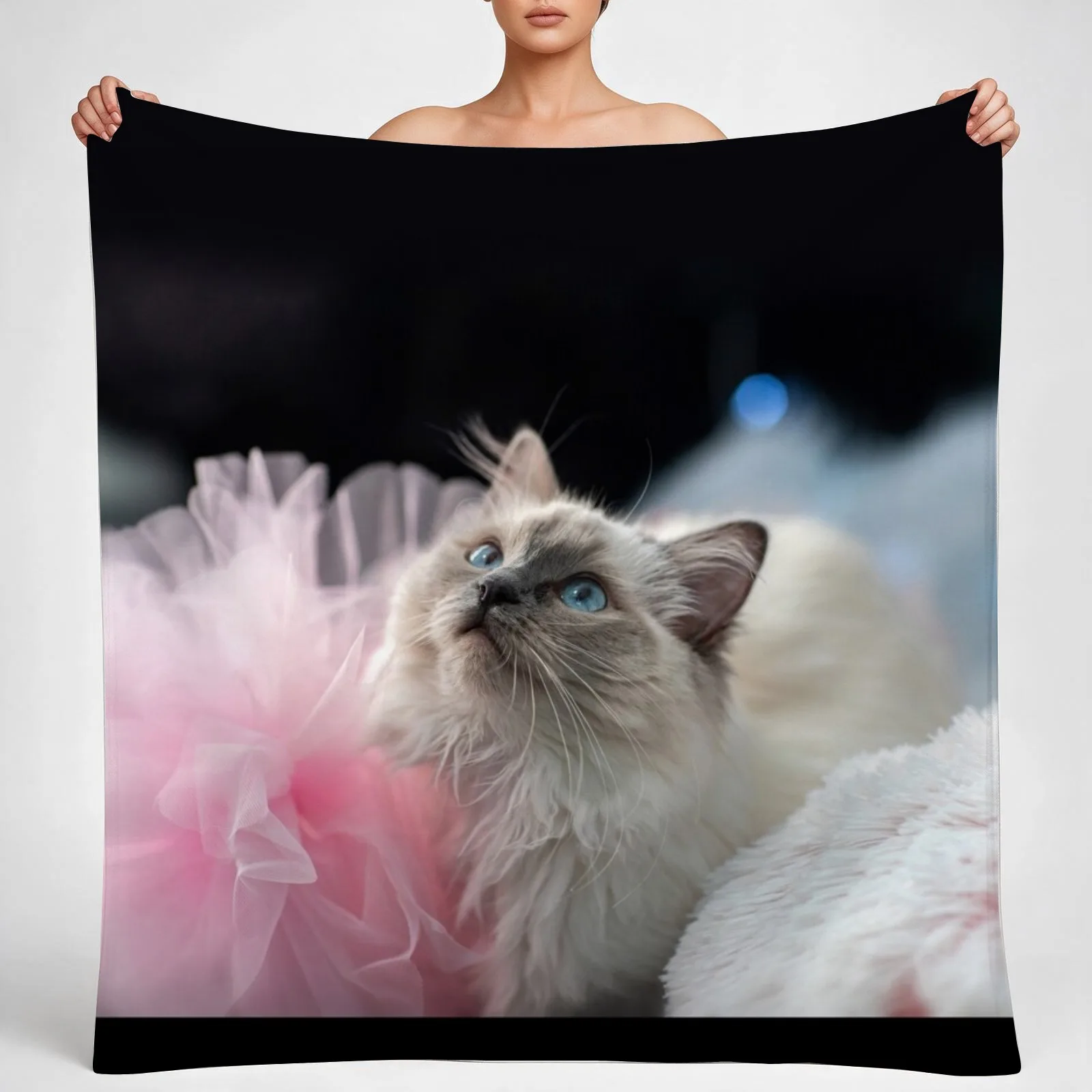 Sweetie the Birman kitten Throw Blanket couch cozy soft plush fuzzy picnic outdoor blanket