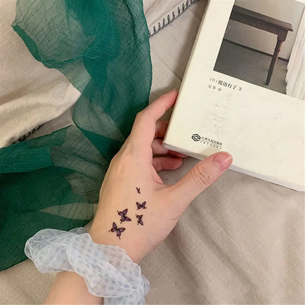 Tatouages temporaires imperméables pour hommes et femmes, autocollants de tatouage de clavicule bleue