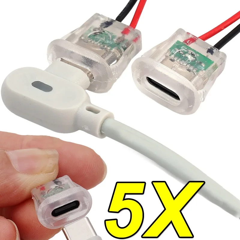 Transparent Connector Jack Female Type-C with Card Buckle 3A High Current Fast Charging Jack Port Charger Plug Socket 1-5PCS