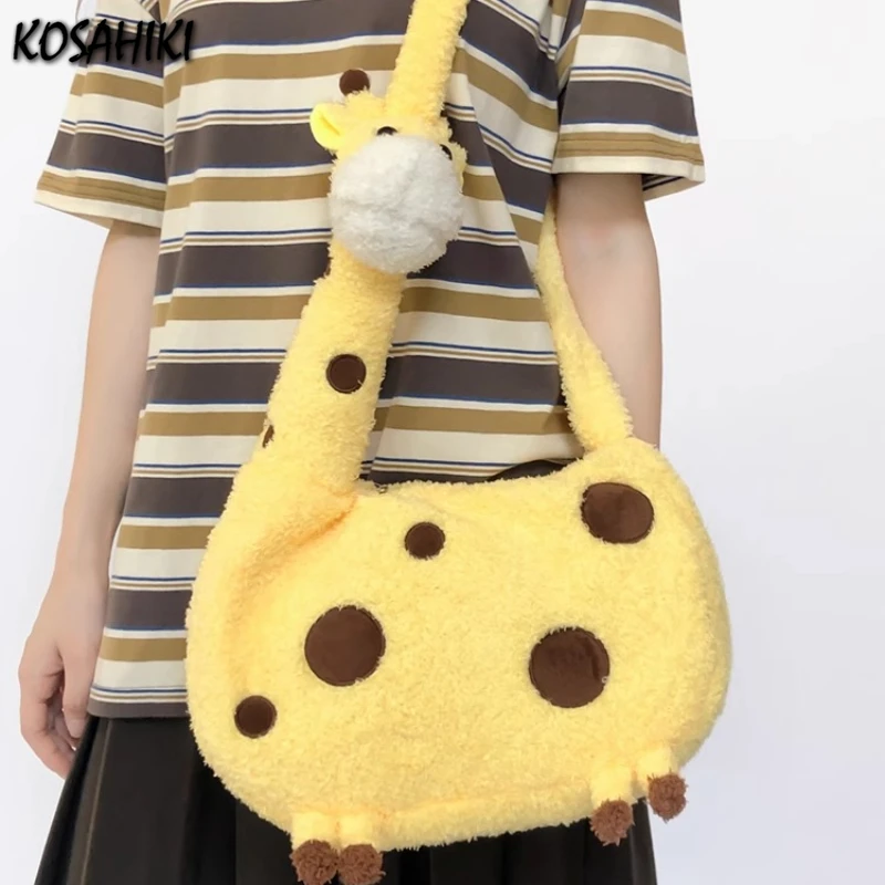 

Streetwear Fluffy Cartoon Sweet Shoulder Bag Japanese Women Fashion Kawaii Handbags Casual Trendy Crossbody Bags Y2k Aesthetic