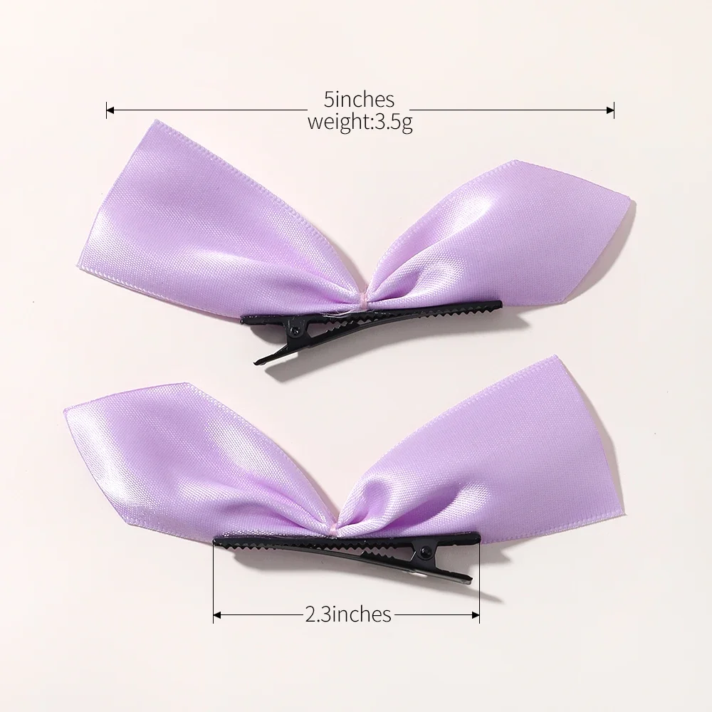 2pcs Black White Ribbon Hair Bows Clips Vintage Bowknot Side Hairpin Cute Girls Barrettes Headdress Hair Accessories for Women