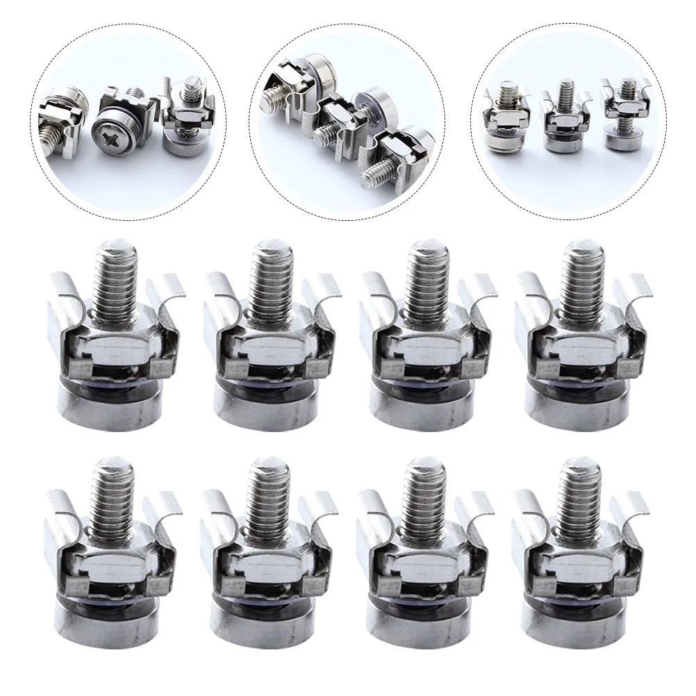 

50 комплектов винтов для шкафов: прочные винты с головкой из нержавеющей стали, квадратные монтажные крепления для серверных стоек