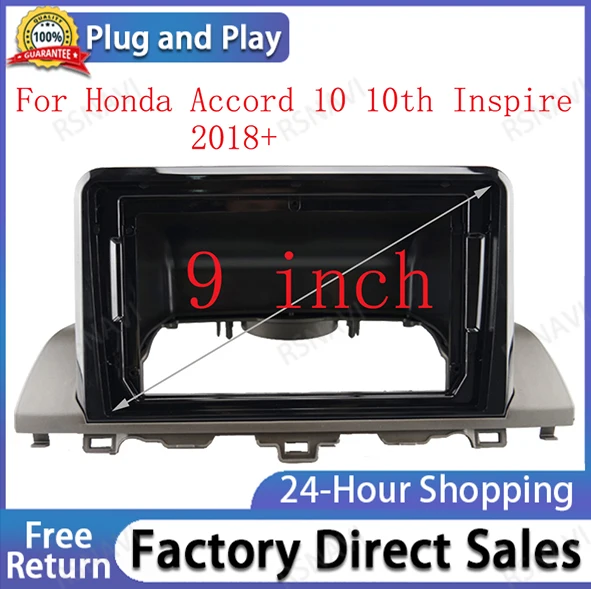 9 Inch Car Android gps Frame Facia For Honda Accord 2018+10th Inspire Android Radio Dash Fitting Panel Kit