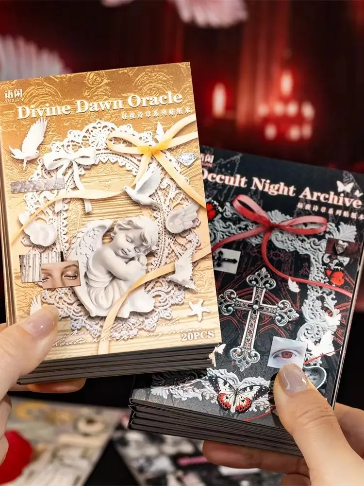 Dunkler Gothic-Stil Ausgestanzte Aufkleber-Buchreihe 20/40 Blätter Retro Cartoon Handgemachte Dekorative Scrapbooking-Tagebuch-Schreibwaren