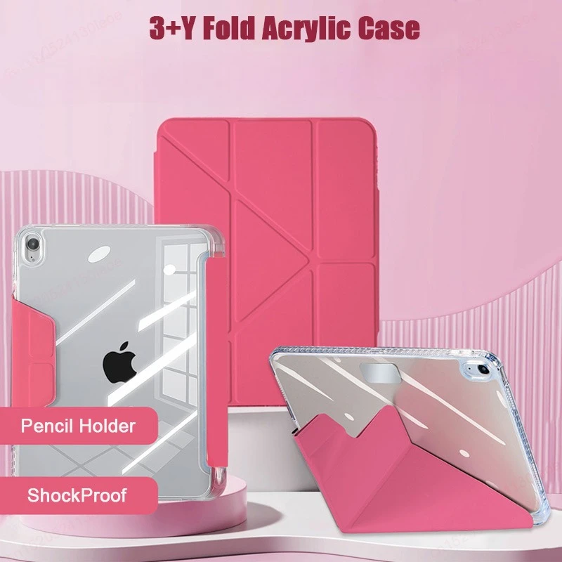 

Foldable Acrylic Transparent Hard Case for Samsung Galaxy Tab S10 Lite 2025 SM-X400 SM-X406 10.9 inch with Pencil Holder