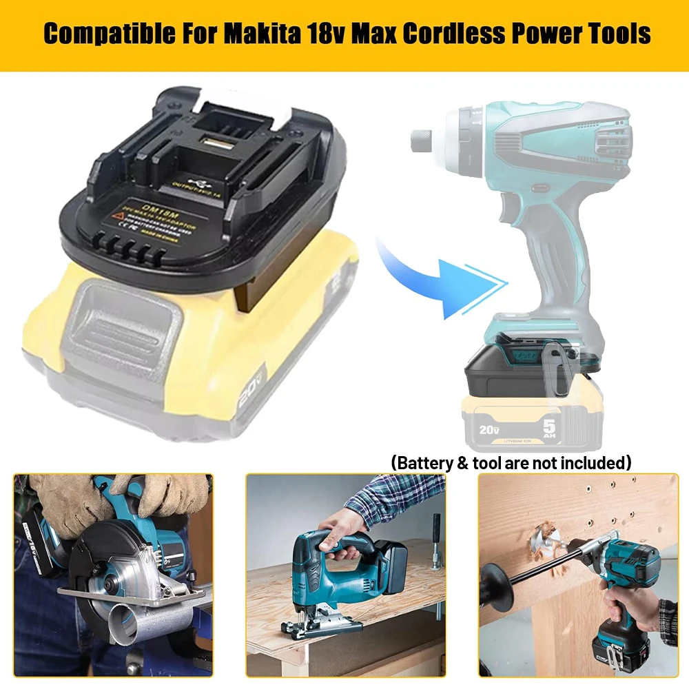 DM18M Battery Adapter Compatible for Dewalt 18v-20v Lithium Batteries Work Compatible with For Makita 18v Cordless Power Tools view 6