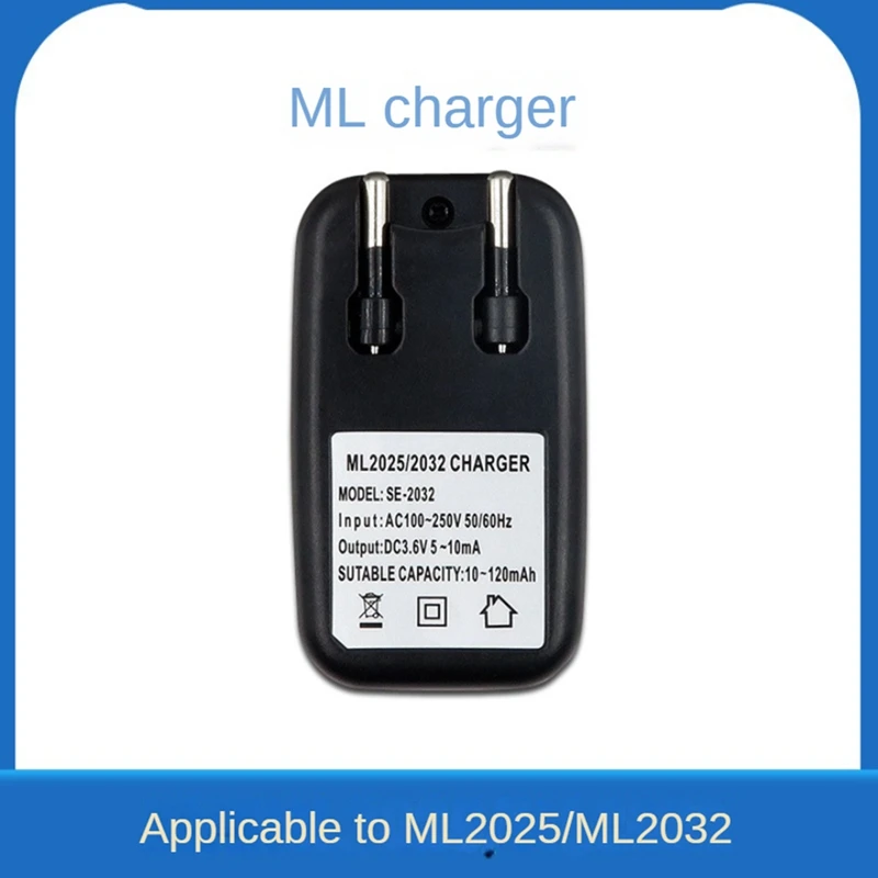 3.6V Battery Charger Lithium 2032 2025 Battery Charger Adapter For ML2032 ML2025 Coin Button Cell Battery Easy To Use EU Plug