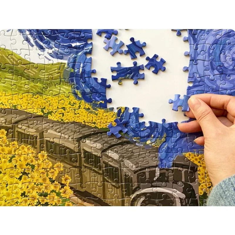 Adult Jigsaw Puzzle 1000PCS Vincent Van Gogh 70*50cm Train Sunflowers Stress Relief Entertainment Toys Paper Puzzles Christmas