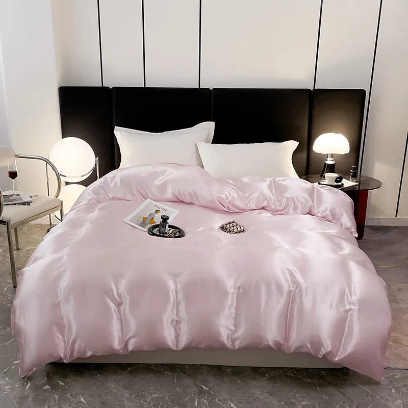 Solid Satin Silk Bedding Set Cover Bed Sheet 4pcs 3pcs Duvet Cover with Pillowcase King Queen Size Comfortable Cool Bed Sets