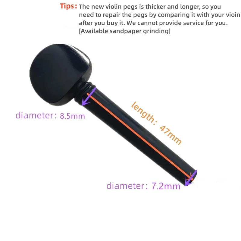 4pcs 4/4 Size Pegs for Violins Violas, Professional Violin String Tuning Key Winder in Bulk Ebony Rosewood Jujube Wood