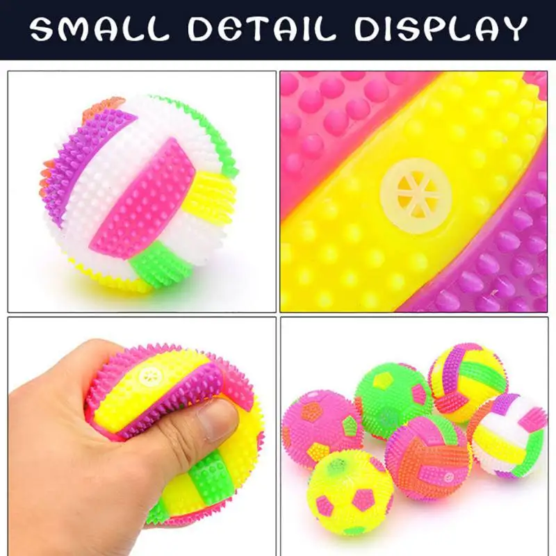 Spiny Light Up Dog Balls LED Bright Glowing Pet Spiky Ball Flashing Elastic Ball Ball Puppy Easy Interactive Gifts for Children