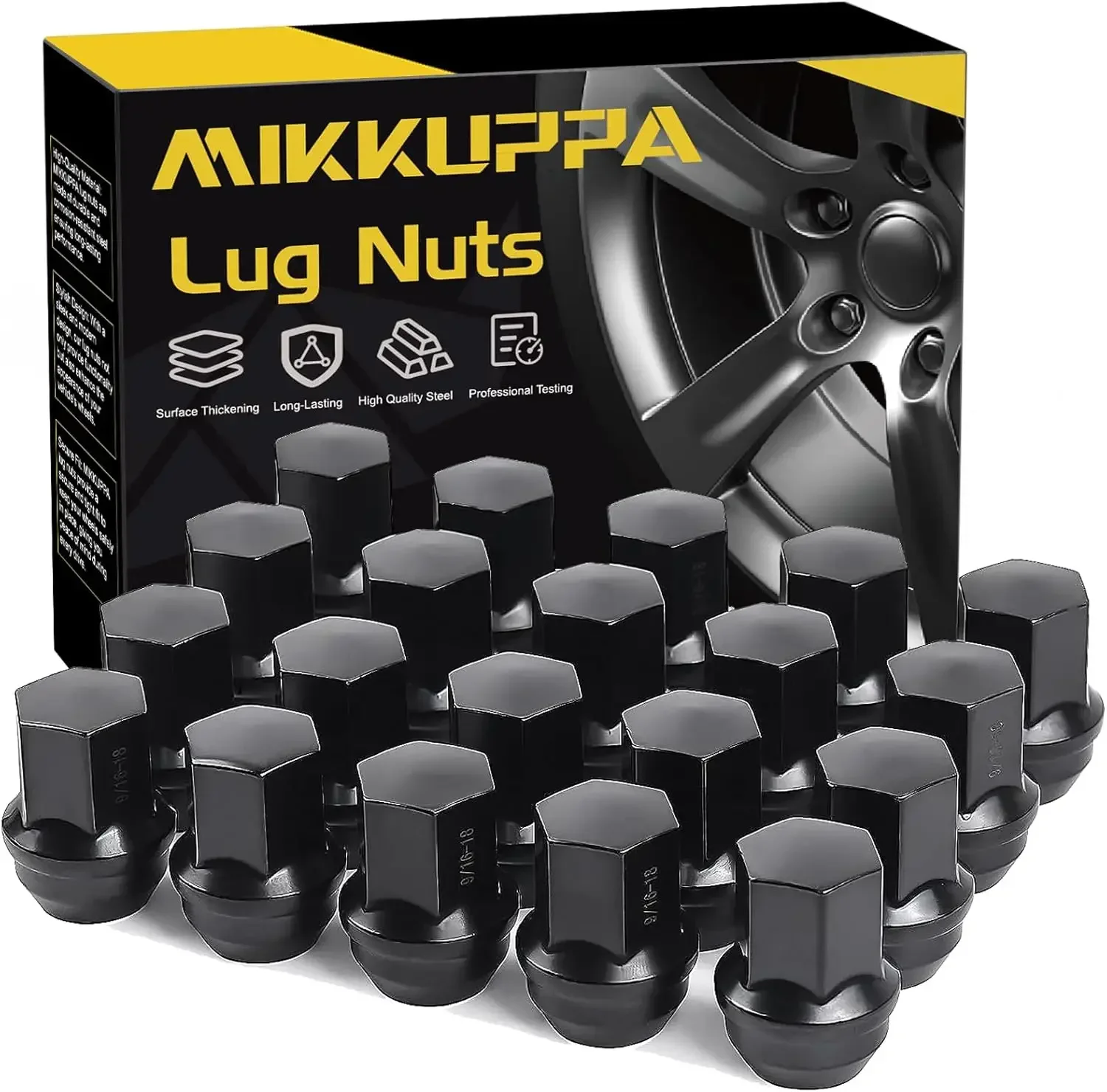 

MIKKUPPA 20pcs 9/16"-18 One-Piece Black OEM Factory Style Large Acorn Seat Lug Nuts Replacement for 2006-2010 Dodge Dakota