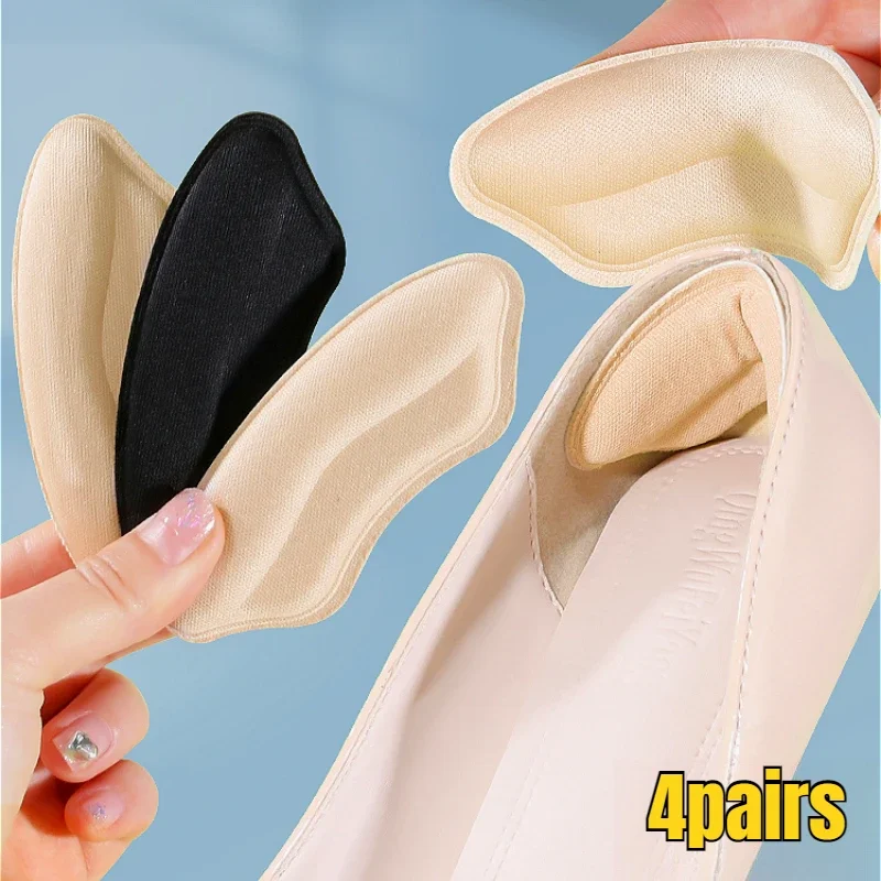 4Pairs Heel Pads for Too Big Shoes Self-Adhesive Heel Protectors Rubbing for High Heels Adjustable Half-size Insoles Protectors