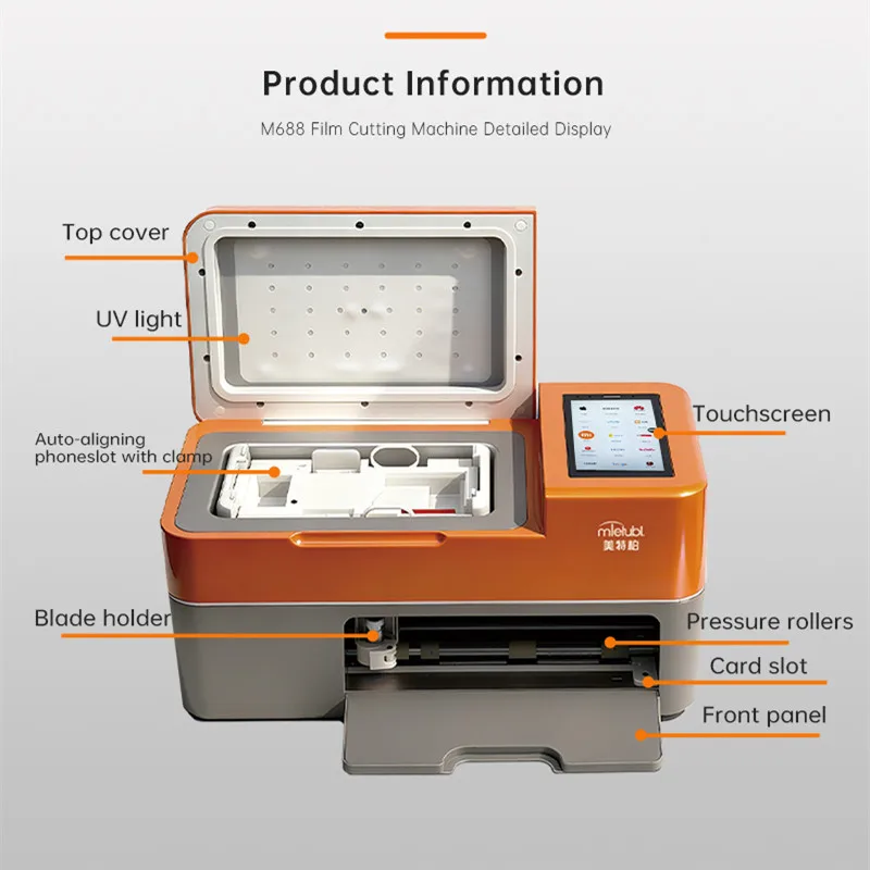 Mietubl MTB-CUT M688 Film Auto Postion Pasting & Cutting Machine Screen Protector Plotter for Phone Smart Watch High Precision
