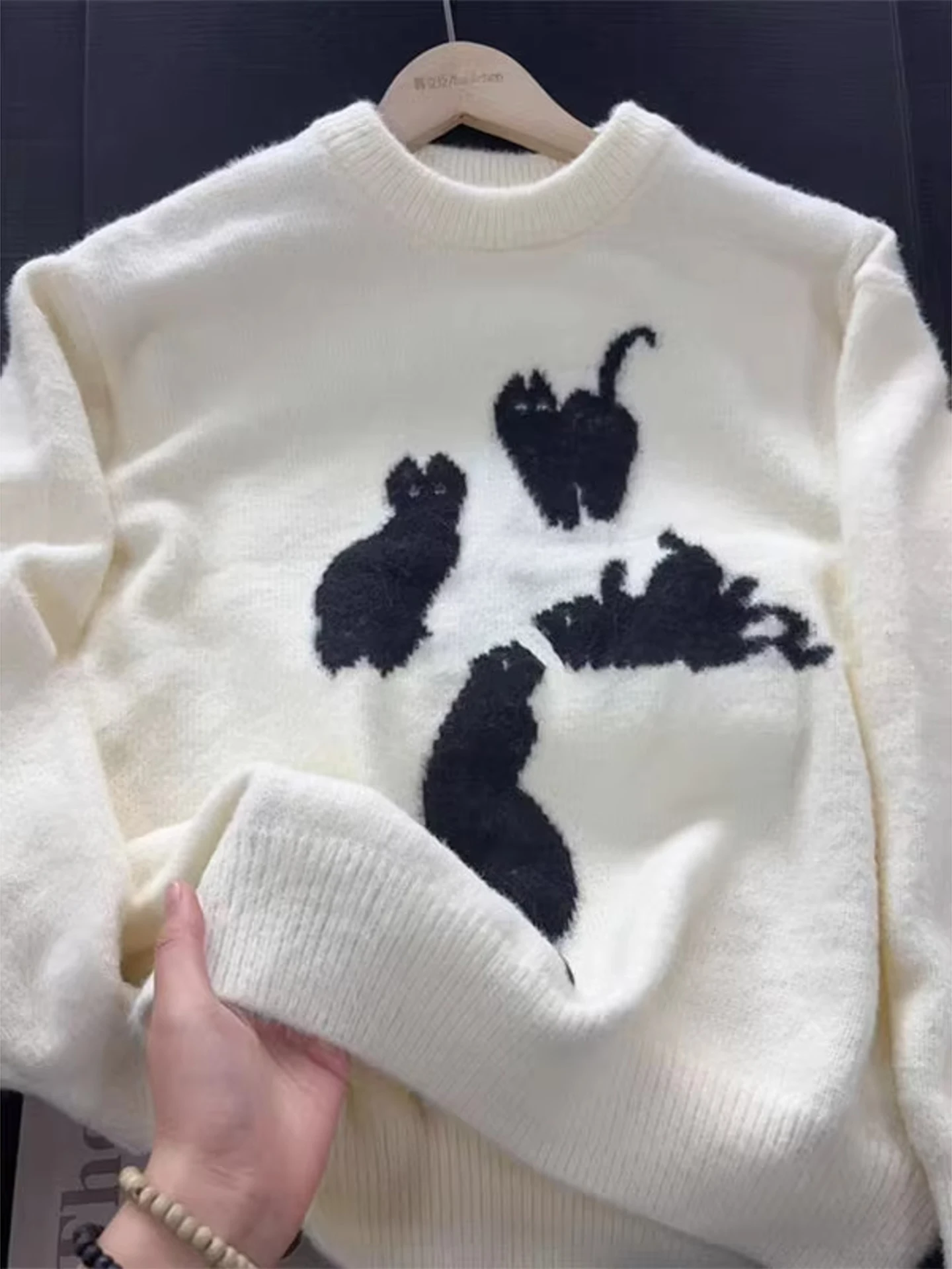 

Теплый, мягкий, круглый вязаный свитер для мужчин с вышивкой, свободного кроя, базовый слой для ношения под одеждой, CleanFit Sle