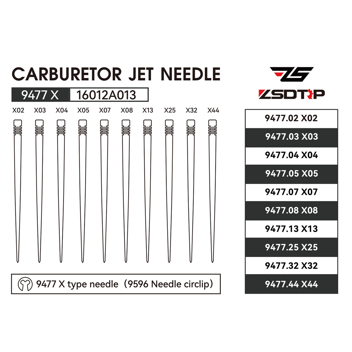 Sclmotos For Dellorto PHBH Carburetor 9477 X-Type Needle PHBH 26-30mm Motorcycle Carburetor Conical Pin Repair Kit Needle Kit