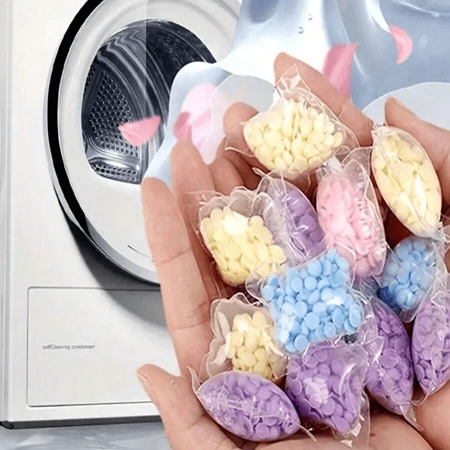 100 Packs/Set Mixed Colors Floral Fragrance Laundry Scent Beads, Washing Machine Fragrance Beads, Long-Lasting Laundry Perfume B