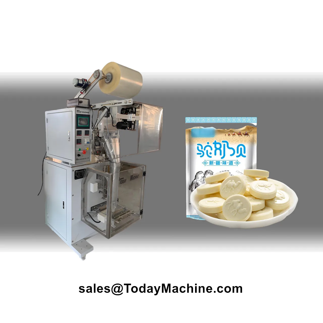 Máquina de envasado vertical de bolsas de plástico para avena, azúcar y patatas fritas, alimentación manual