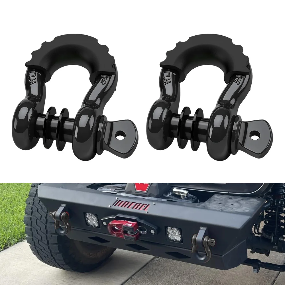 2pcs 3/4inch U Type Heavy Duty Drop Forged D-Ring Shackle U-Hook Loop Hook Trailer Rope Automobile Suv Modification Rescue