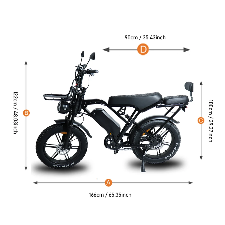 X80 Pro Adult Ebike, 1000W Motor, 20-inch Fat Tire Electric Bicycle, Hydraulic Brakes, 7-Speed ​​Transmission, 48V 15Ah Long Range, All-Terrain Off-Road Electric Bicycle, Front and Rear Suspension, Anti-Theft Alarm image 9