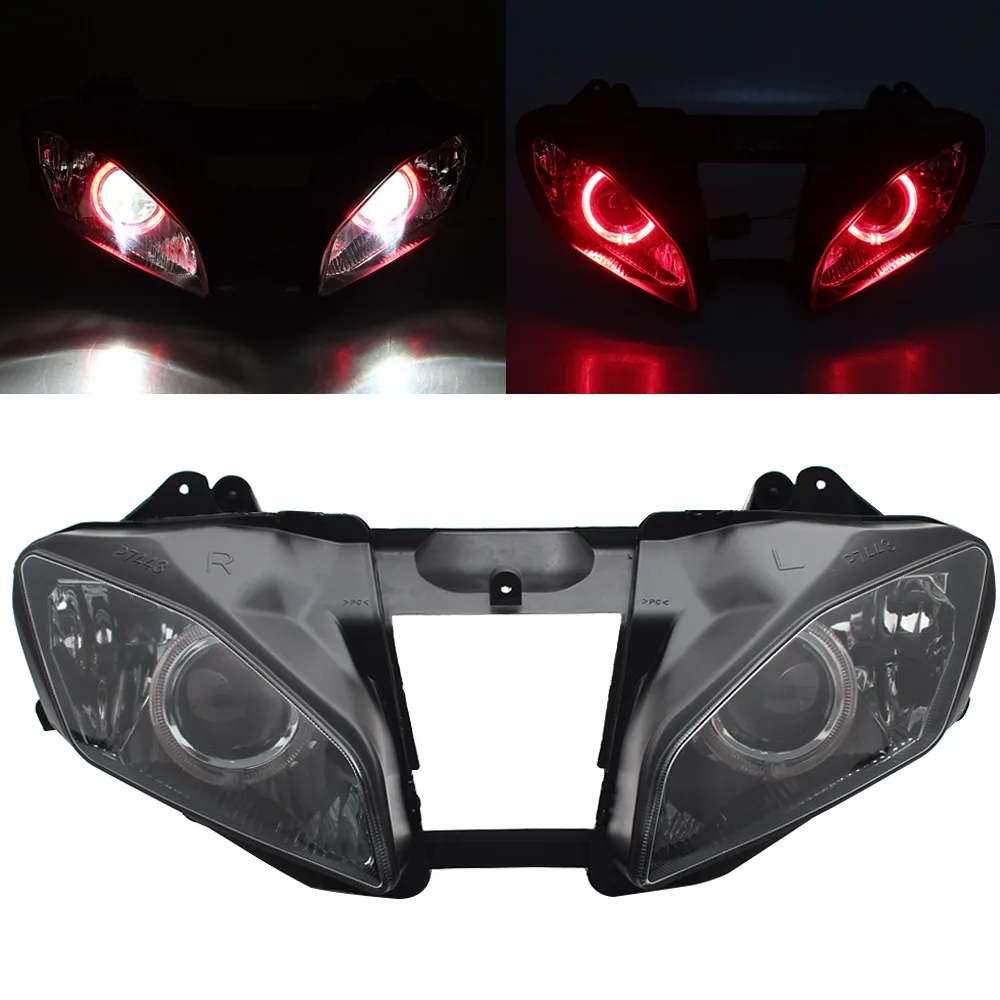 

Motorcycle Accessory Headlight Assembled Projector Head lamp Assembly Angel Eye red Fit For Yamaha YZF R6 2008-2015