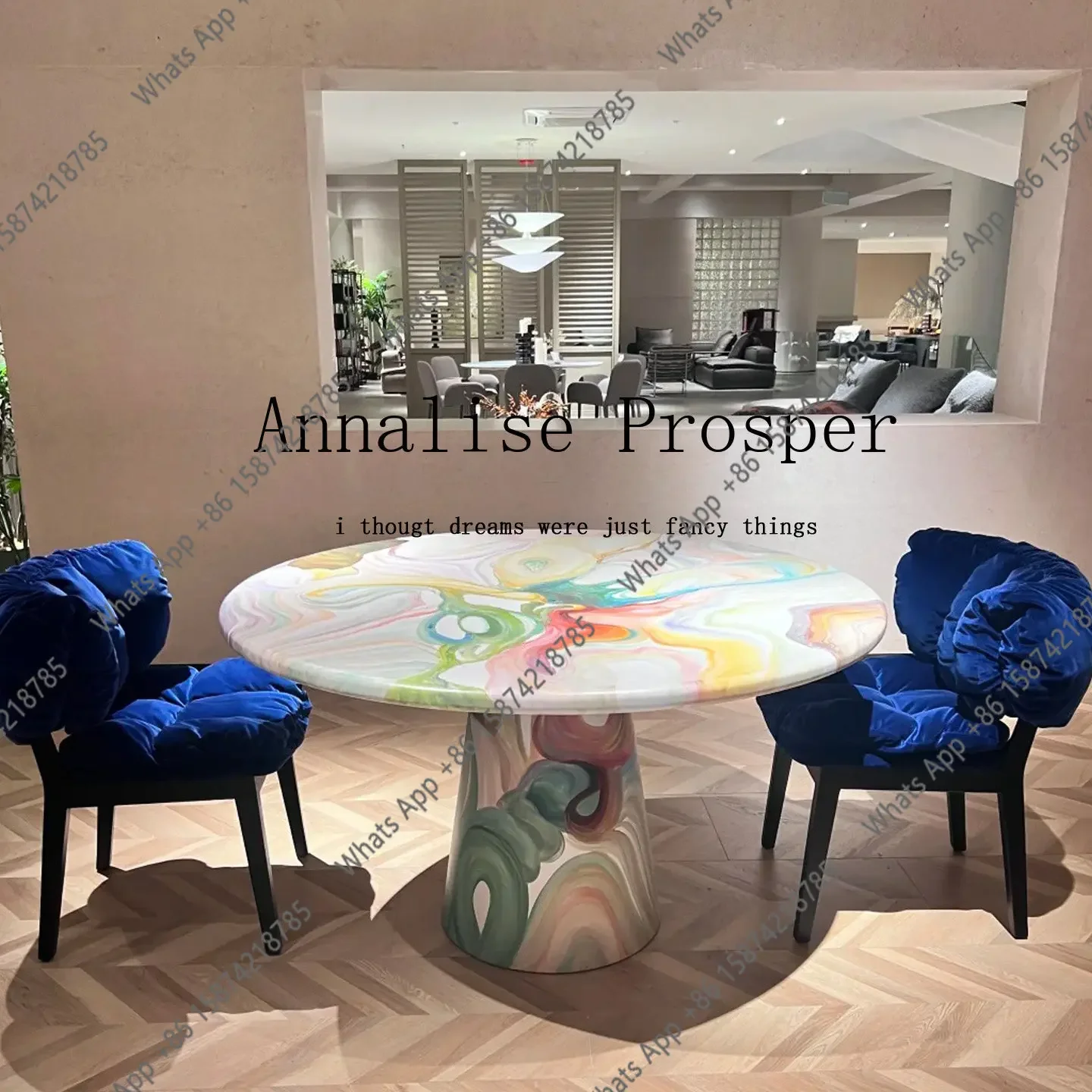 

J Monet Garden Living Room Round Dining Table Painted French Dining Table Simple Household French Oil Painting Round Dining Tabl