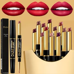 Double-ended Non-stick Cup Long Lasting Lipstick Lip Liner High Pigmented Waterproof Valentine's Day Gifts