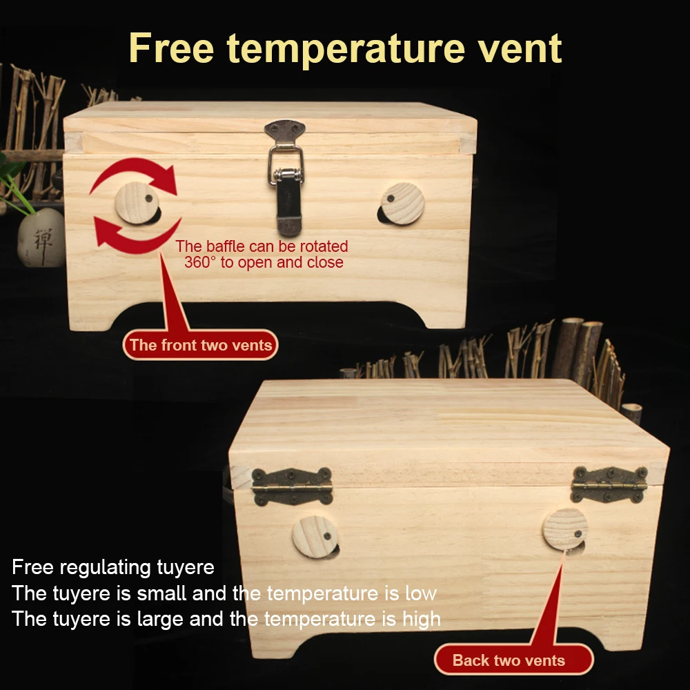 Solid wood clamshell type Moxa Burner Box Acupuncture Relaxation Medicine Therapy for Acupuncture Points Moxibustion massage