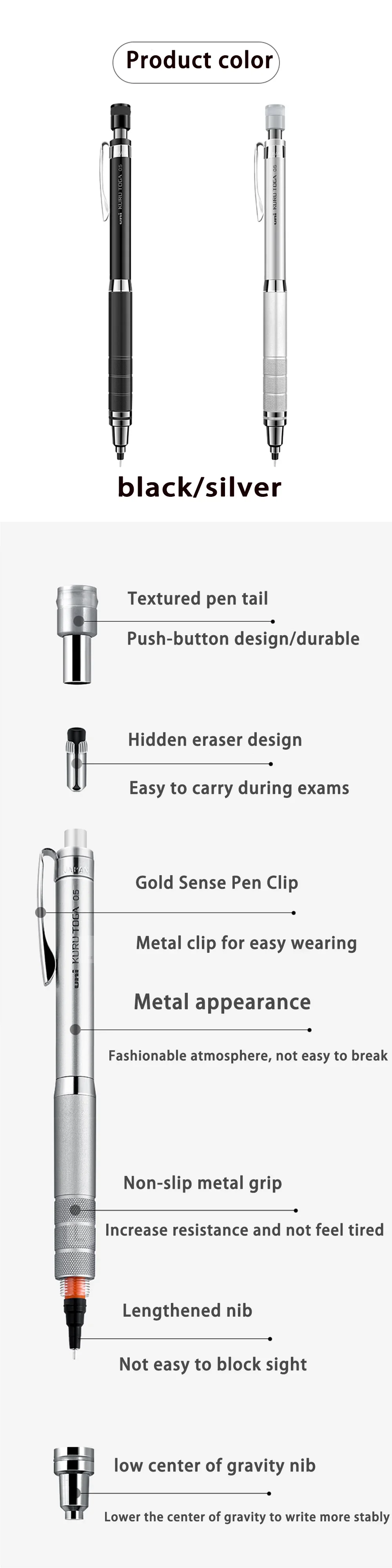 Uni Druckbleistift-Set M5-1017 Kuru Toga Roulette Modell Automatischer Bleispinne 0,5 mm Büro Schulbedarf Japanisches Briefpapier – Detail 3
