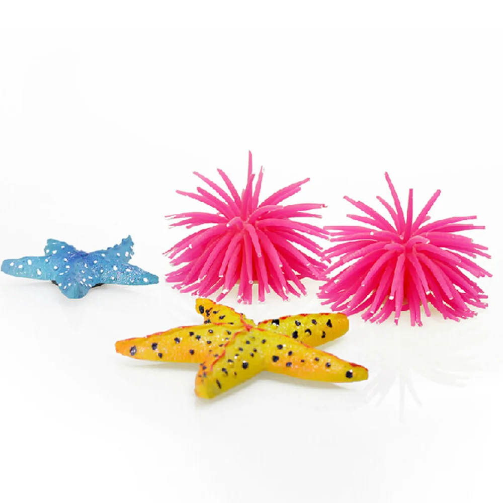 1 قطعة قنفذ البحر حوض السمك المشهد الملونة مقلد سيليكون النباتات المائية زخرفة DIY بها بنفسك المنزل خزان الأسماك لوازم الديكور #5