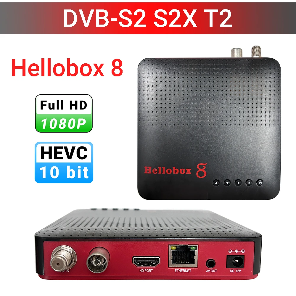 Receptor de satélite Hellobox 8 Receptor de TV H.265 DVB T2 DVB S2 Hellobox8 compatible con RJ45 WiFi HEVC PowerVu hellobox8
