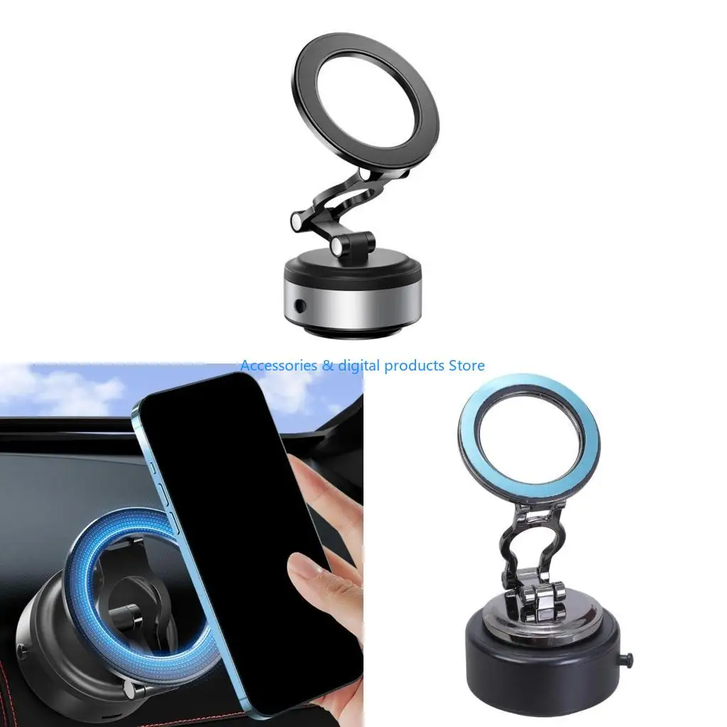 77JD Phone Holder Bracket Stand Rack 360 Degree Rotation Powerful Magnets for Car Mount Strong Grip Vacuum Suction Attachment