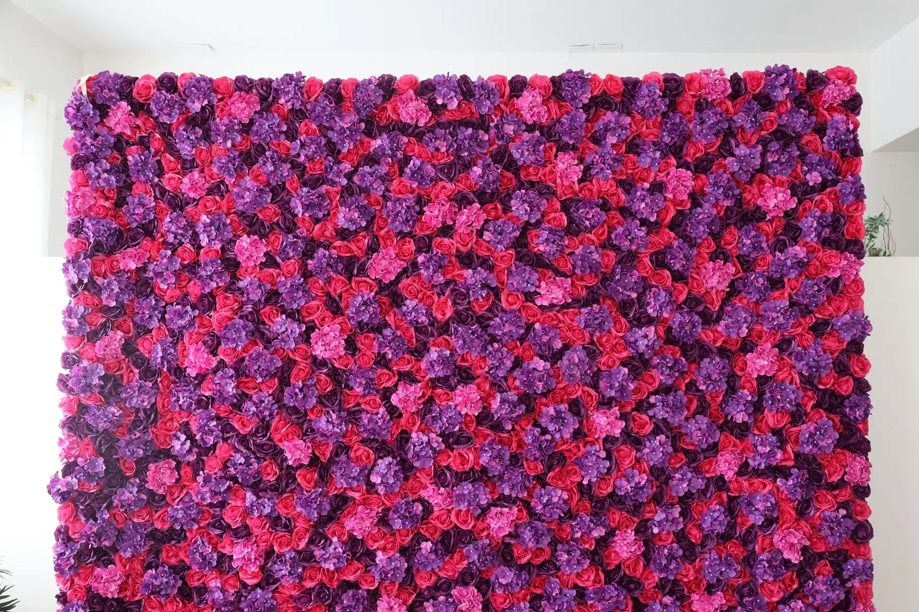 3D Noble Burgundy rose  Roll Up Cloth Flower Wall Hydrangea Wedding Backdrop Window Display Flower Runner Event Party Prop