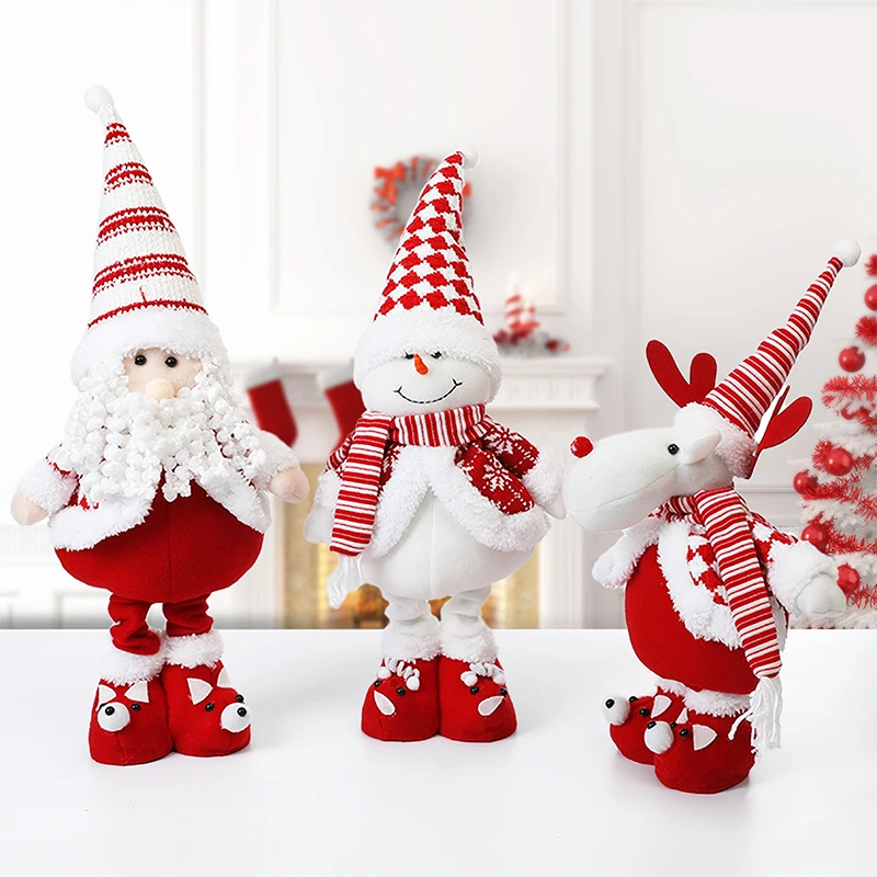 Christmas Santa Claus Snowman Reindeer Standing Plush Doll Toy Christmas Ornaments Dolls Xmas Home Party Decor Birthday Gifts