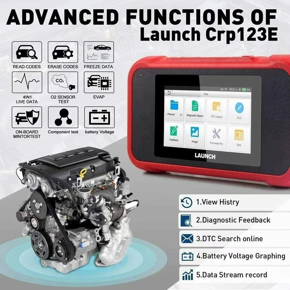 Launch X431 CRP123E OBD2 Scanner ENG ABS Airbag SRS AT Creader 123E Diagnostic Tool OBDII EOBD Code Reader Lifetime Free Update