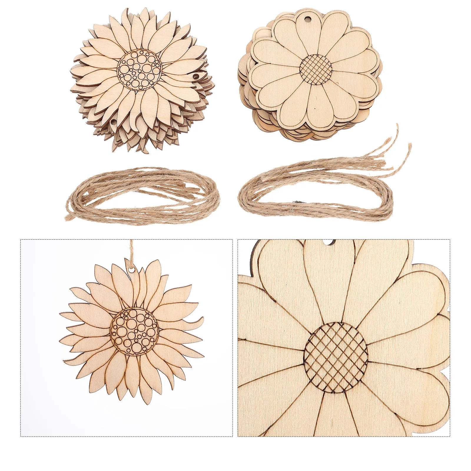 

20Pcs Unfinished Wood Chips Flower Shape Sunflower Wooden Slices for DIY Crafts Painting Decorative Handmade Projects