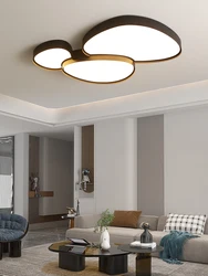 Modern Ceiling Lamp LED Living Room Light Minimalism Bedroom Ceiling Light Pebble Shaped Black White Home Decor Lighting Fixture