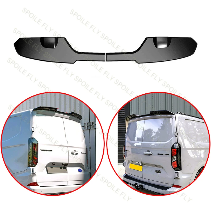 

For Ford Transit Custom MK2 2023+ High Quality ABS Spoiler Car Rear Roof Wing Spoilers Body Kit Glossy Black Carbon Fiber Look