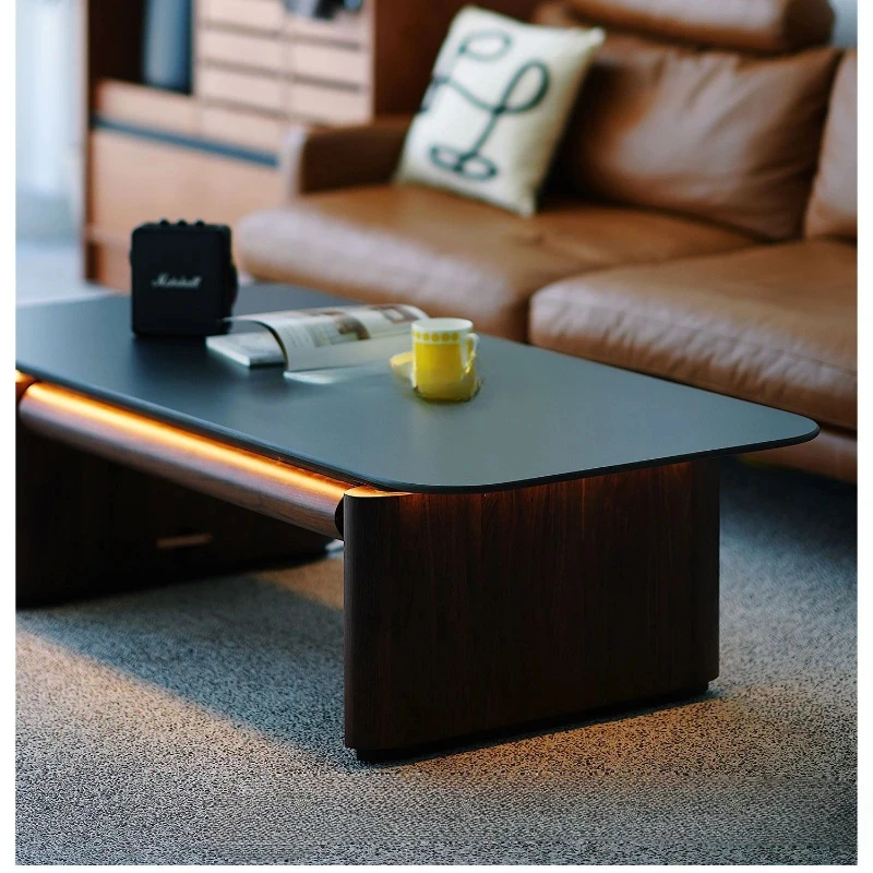 

Stone Plate Tea Table Marble Solid Wood Black Walnut Cherrywood Multi-Functional Tea Table