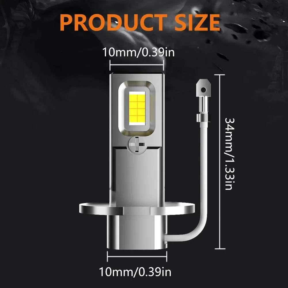 2Pcs New H3 H1 H7 LED Car Headlight Fog Light H11 H8 H9 9005 9006 Hb3 Hb4 LED Bulbs Auto Driving Running Lamps 20000LM 12V 24V