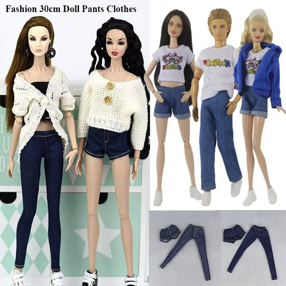 Fashion 30cm Female Doll Jeans Pants Beautiful T-shirt Pants Hoodies Handmade Party Clothes For 1/6 BJD Doll Clothes Accessories