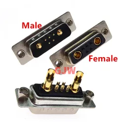 7W2 30A Gold plated MALE FEMALE High Current Connector Gold Plated D-SUB Adapter D-dsub of 5 2 Pegs Plug Jack