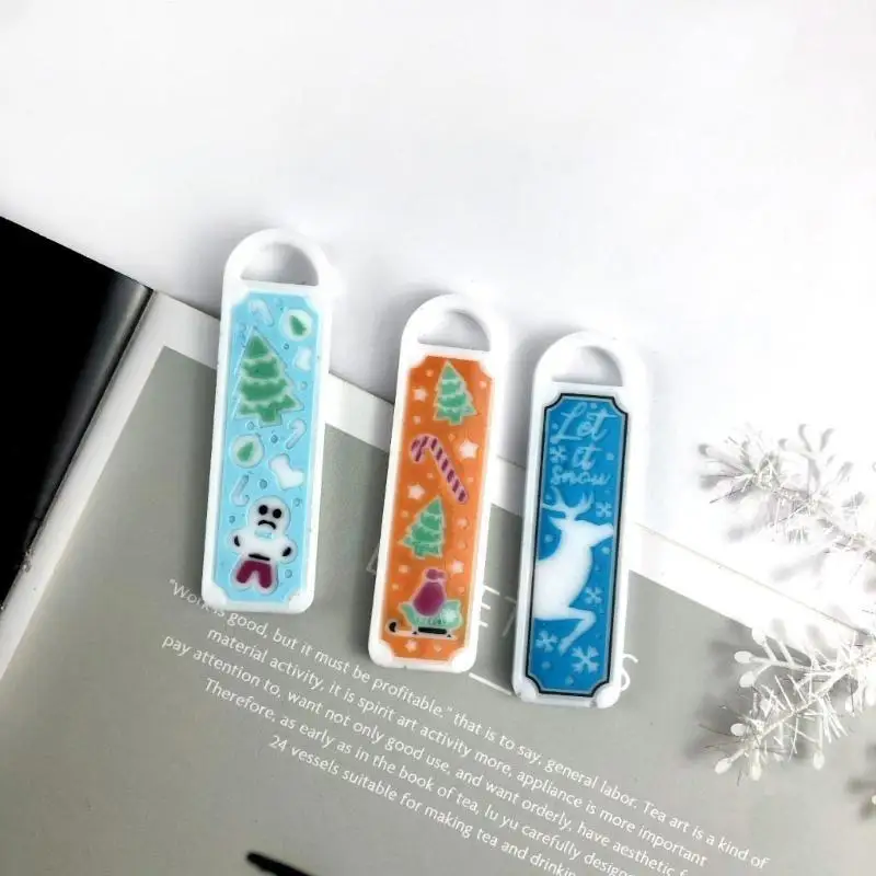

9HJK Christmas Bookmarks Collection Keychain Silicone Mold for Christmas Gift Craft