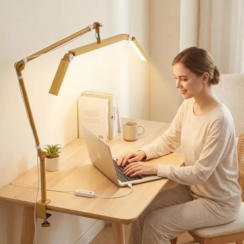 Half Moon LED Golden Desktop Nail Art Light Clip on Foldable Half Moon Beauty Lamp Art Eyebrow Tattoo Eyelash Nail Fill Lamp