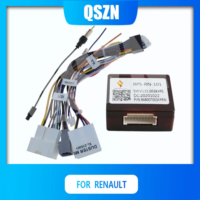 QSZN DVD 16 PIN Power Cable Canbus Box Decoder  RP5-RN-101 For Renault Captuer DUSTER Harness Wiring Cables Car Radio Android