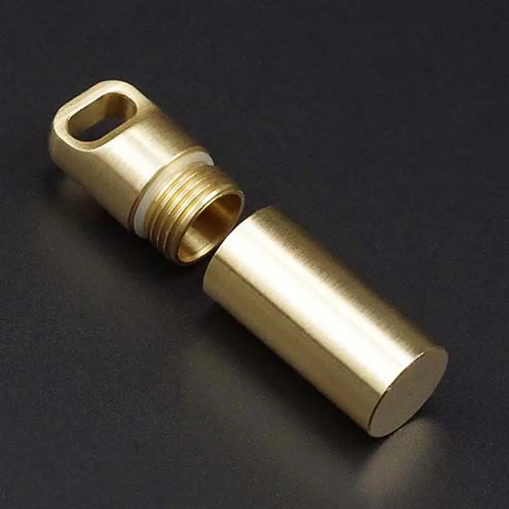 Container Brass Acorn Pill Bottle Hang Buckle Moisture-proof Granule Storage Box Pill Box Capsules Organizer Travel Pill Case