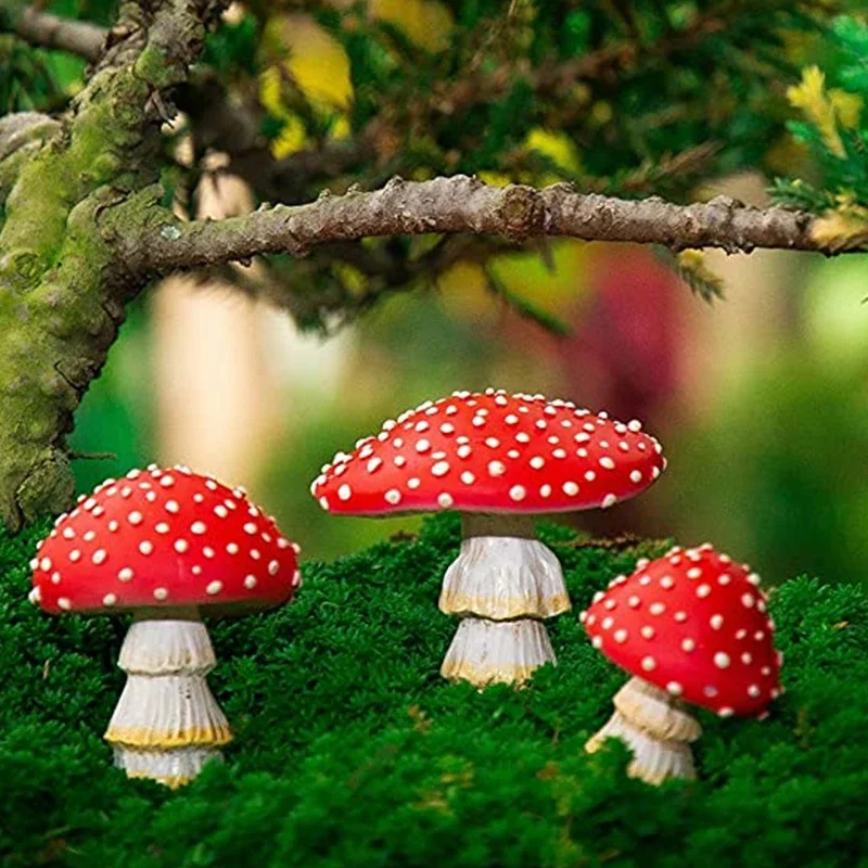 

1 Set of Luminous Resin Mini Mushroom Decorative Ornaments Fairy Garden Miniature Garden Ornaments Statue Decoration DIY