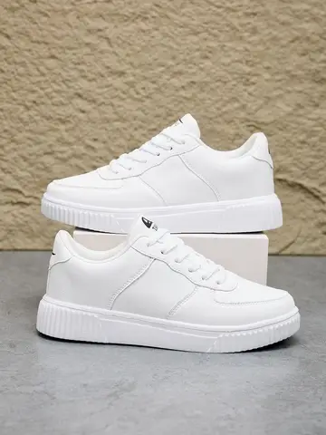 Fashion Leather Men White Sneakers Breathable Comfort Classic Casual Shoes Mens Women Outdoor Walking Shoes Couple Footwear Size