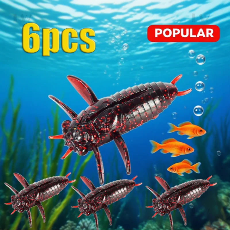 

6pcs New Floating Cicada Chrysalis Bionic Worm 40mm/3.1g Creative Bait Soft Fishing Lure Black Pit Bass Lure