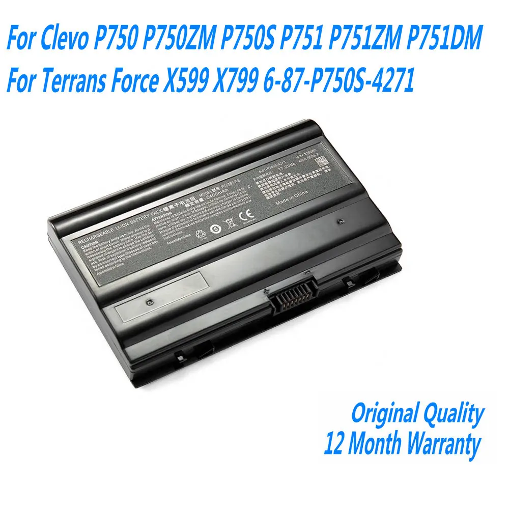 

NEW P750BAT-8 Laptop Battery For Clevo P750 P750ZM P750S P751 P751ZM P751DM For Terrans Force X599 X799 6-87-P750S-4271